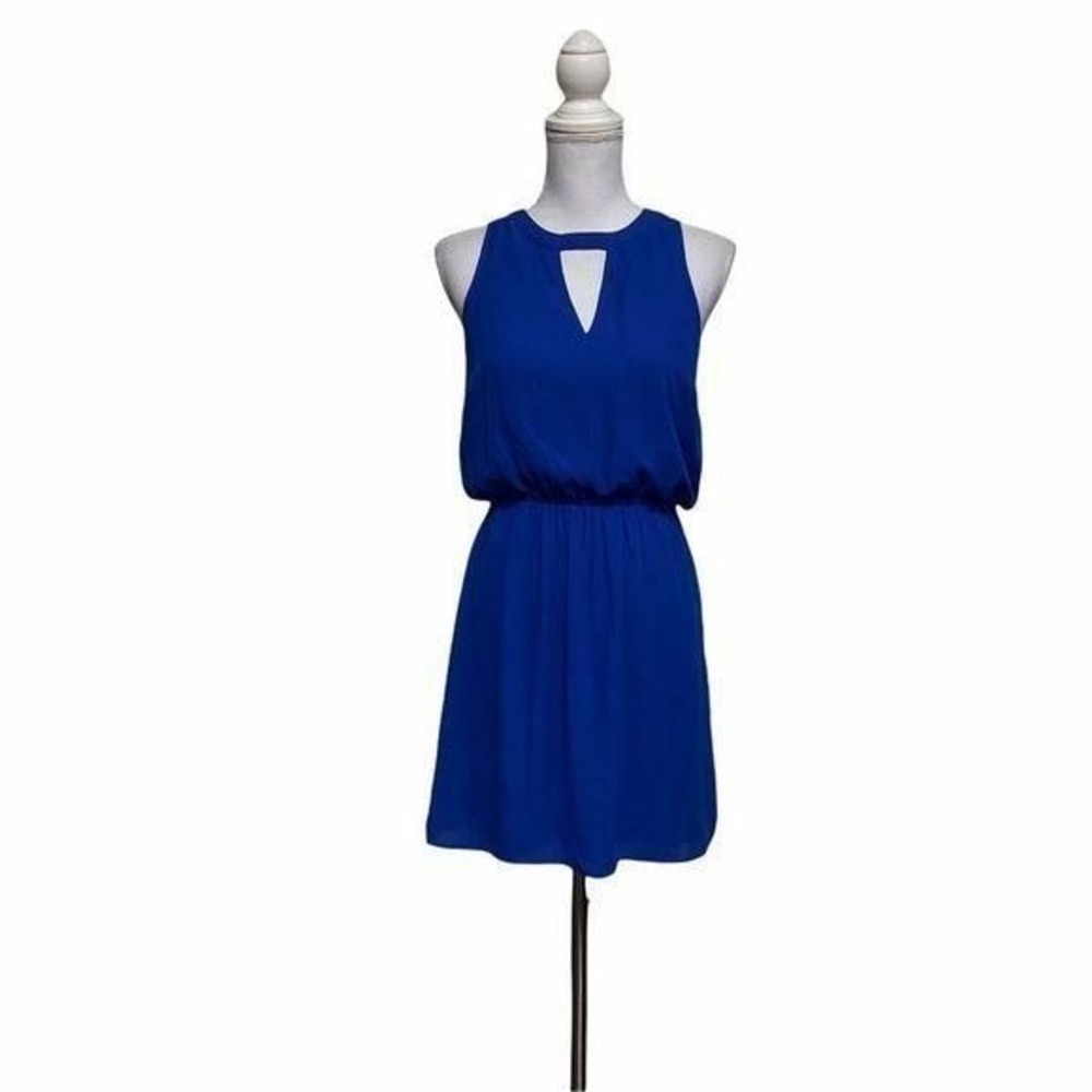 Guess Royal Blue Sleeveless Key Hole Blouson Casual Dress SP Silhouette Mini